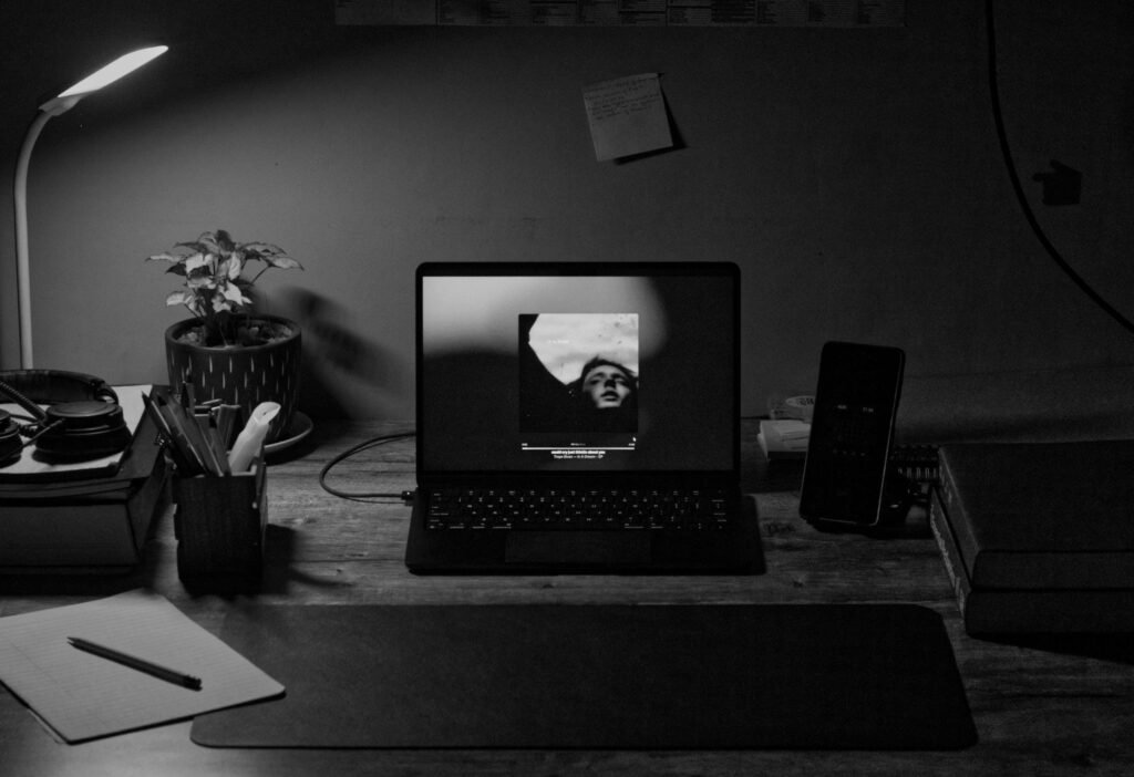 Workspace with laptop representing answer engine optimization (AEO) services
