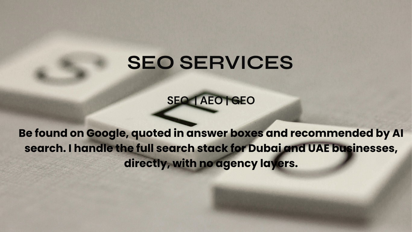 SEO, AEO and GEO services for businesses in Dubai, UAE